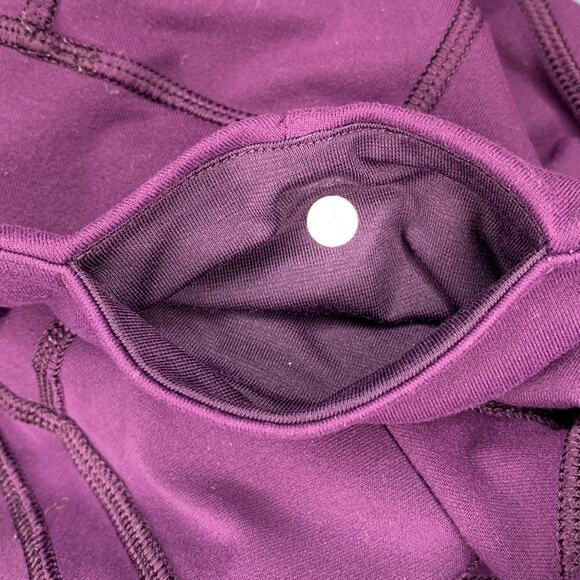 Rare Lululemon Practice Daily Crop Leggings Purple Waistband Pocket Sz 4 Ruched - Picture 9 of 9